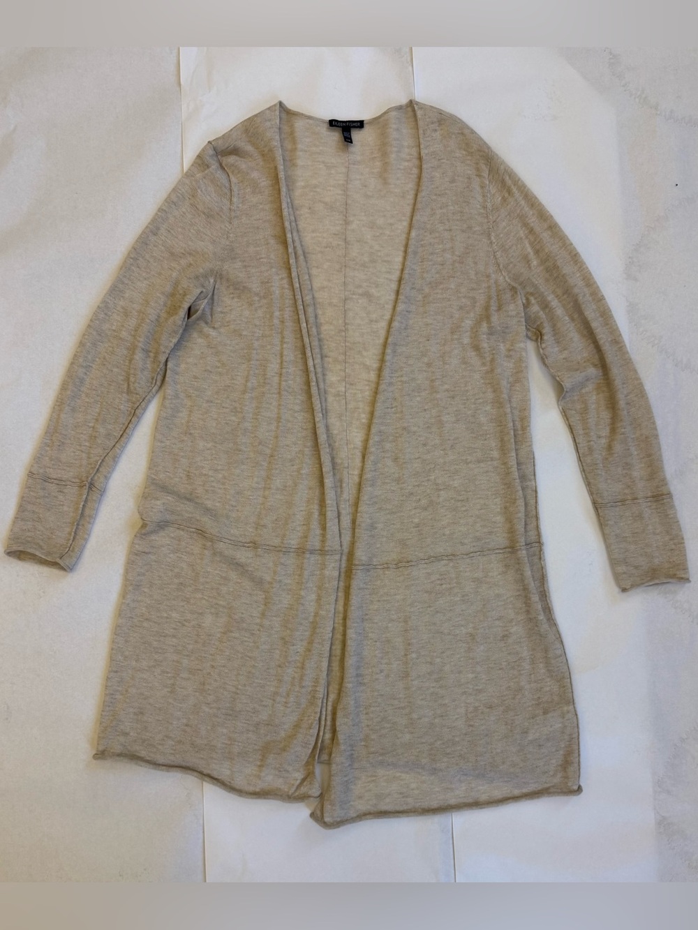 Eileen Fisher Duster Long Oatmeal Cardigan Size Large
